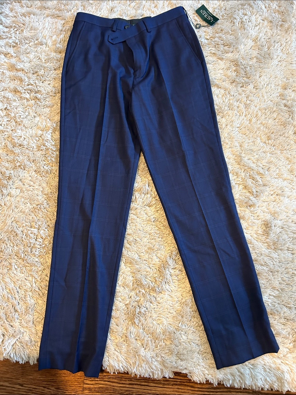 Lauren Ralph Lauren Men's Navy Blue Plaid Dress Pants